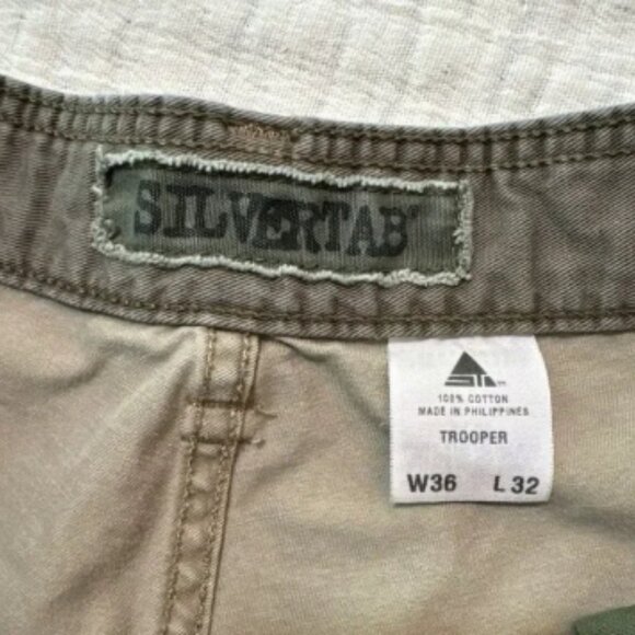 VTG Levi’s Silver Tab Pants Mens 36x32 Khaki Baggy Wide Leg Cargo Skater Y2K - Picture 6 of 11